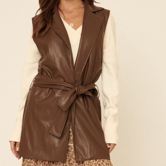 Brown vegan leather vest - Picture 6 of 6